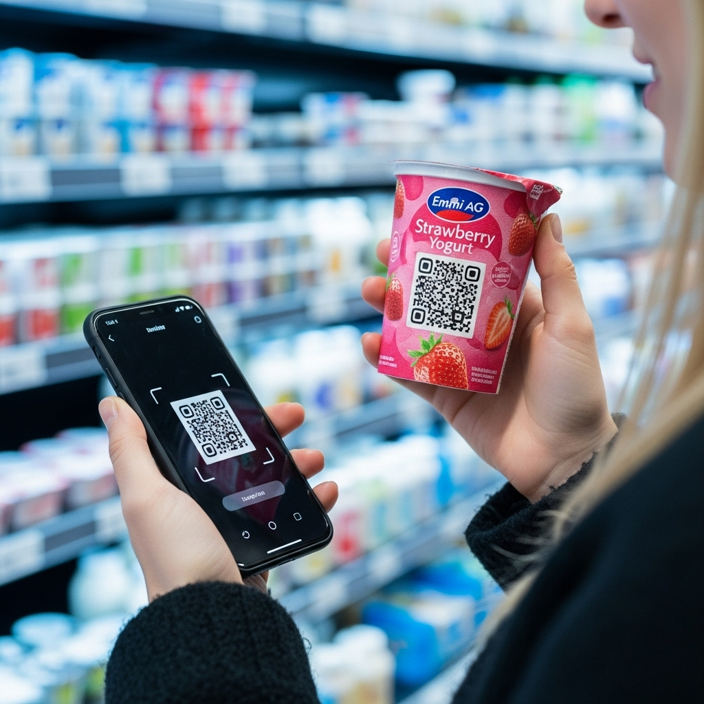 Example of the QR code on product packaging