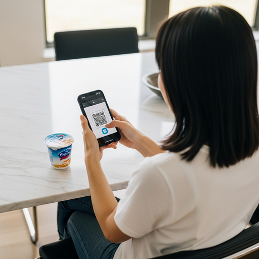 User Journey Diagram: Scan QR > Discover Product Story > Engage with Brand