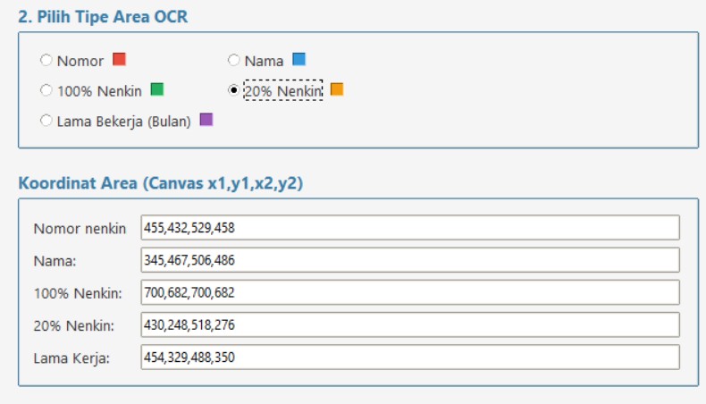 Defining data regions on the receipt